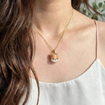Welsh corgi necklace on model