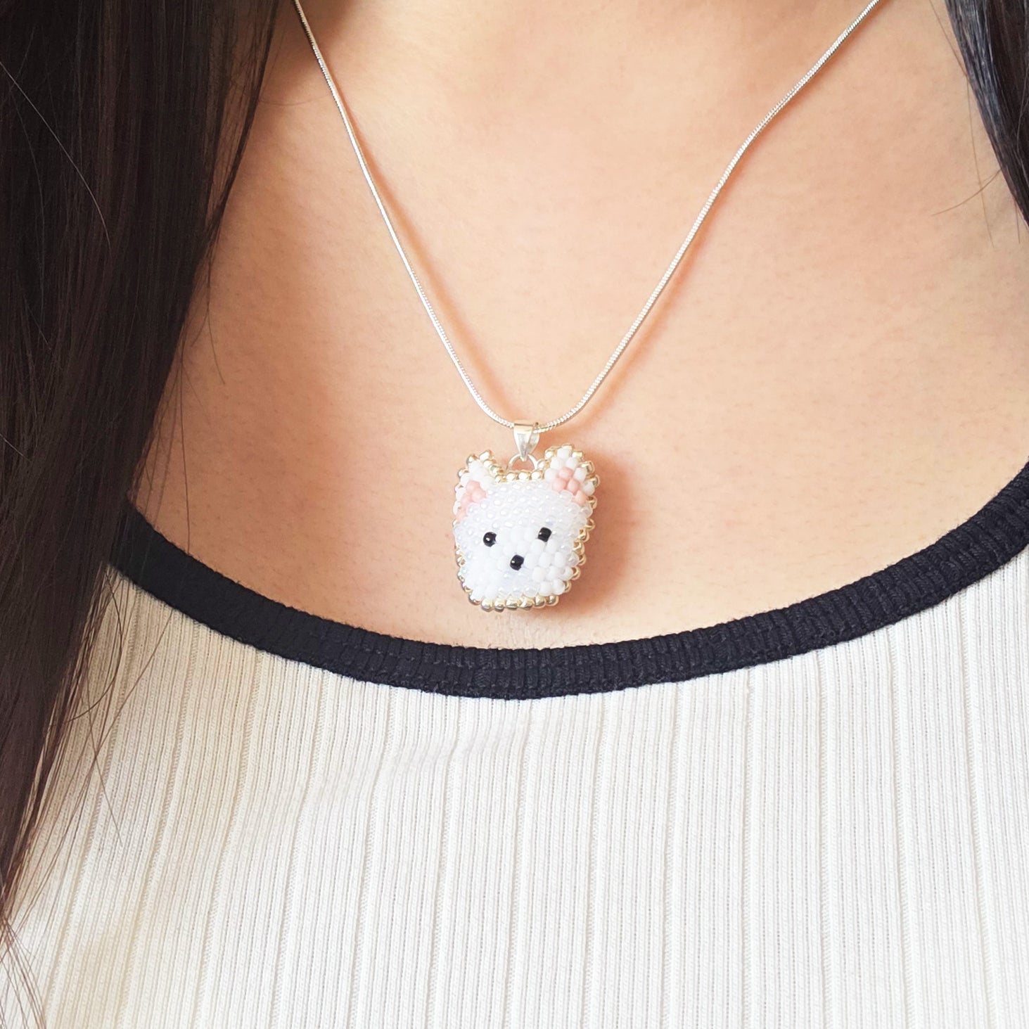 West Highland Terrier Necklace Model Close