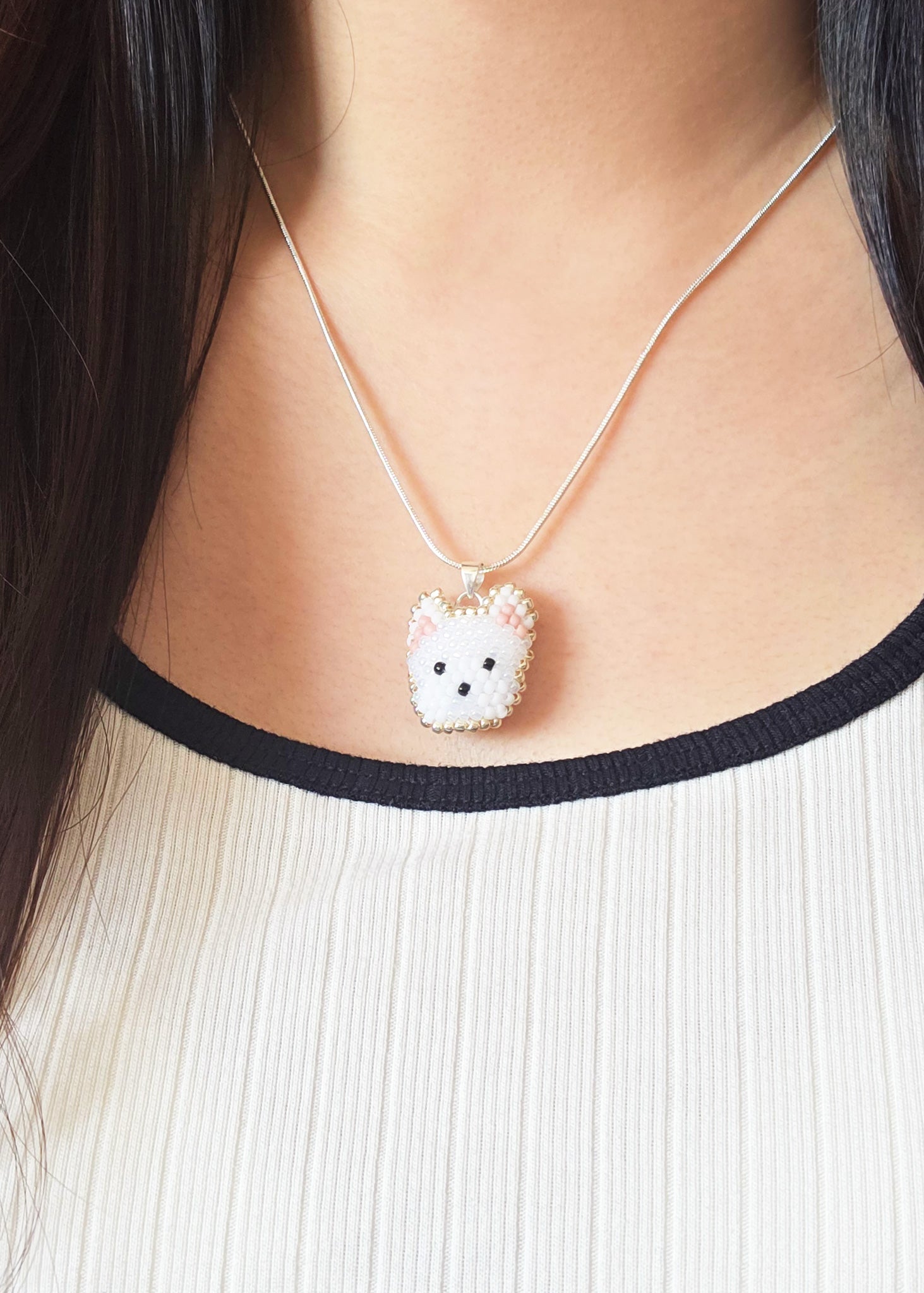 West Highland Terrier Necklace Model Close