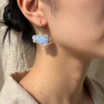 Whale shark drop earrings on model