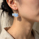 Whale shark drop earrings on model