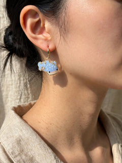 Whale shark drop earrings on model
