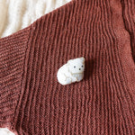White Bear Loaf Brooch Pin Cardigan