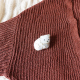 White Bear Loaf Brooch Pin Cardigan