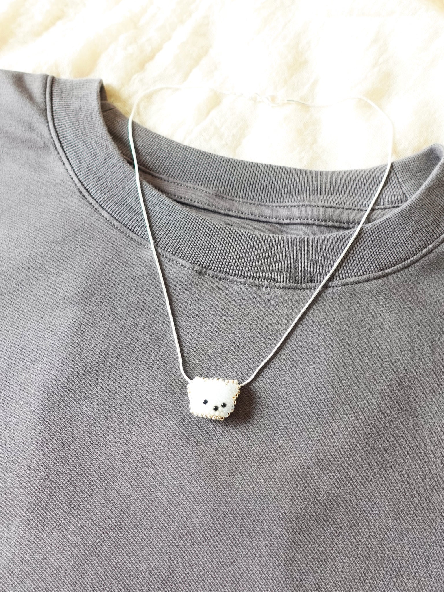 White Bear Necklace Shirt Front
