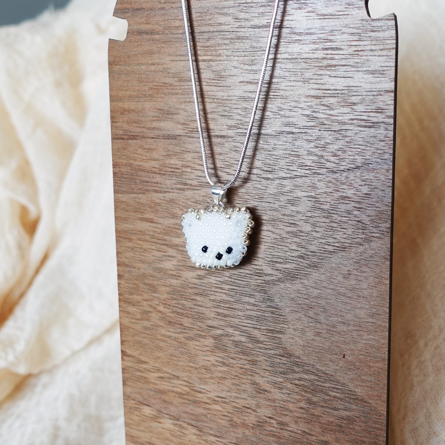 White Bear Pendant Necklace Display