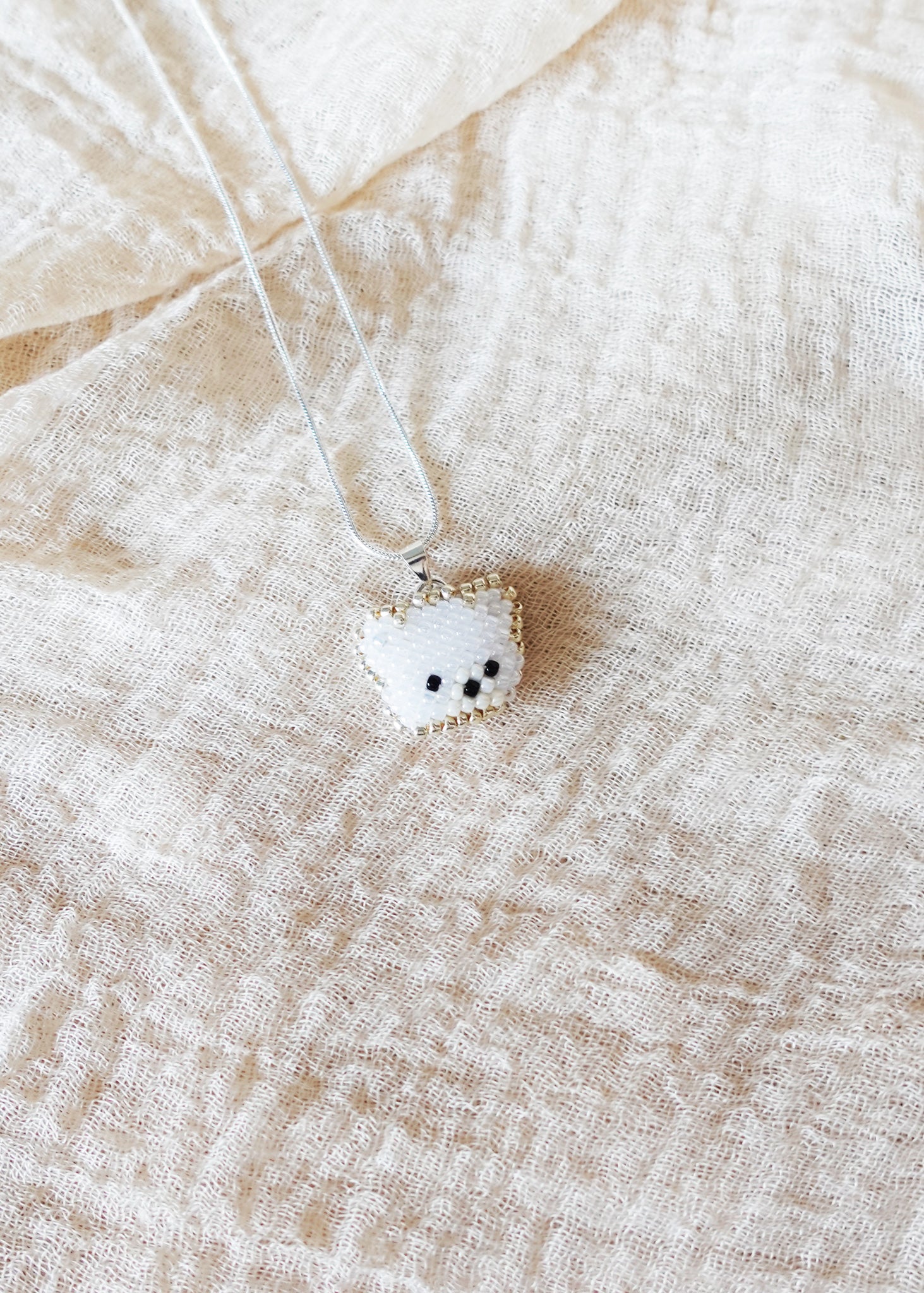 White Bear Pendant Necklace Left