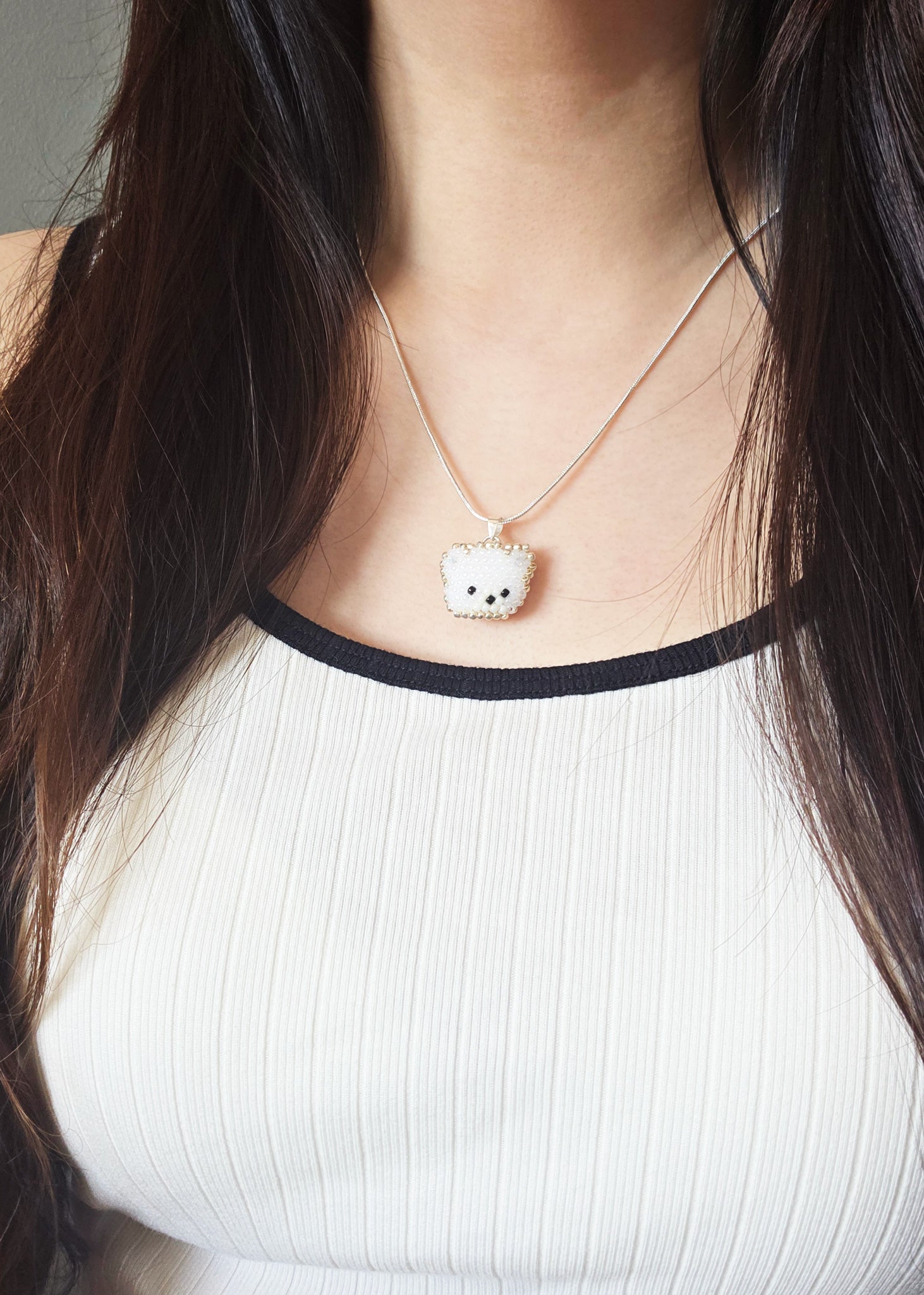 White Bear Pendant Necklace Model