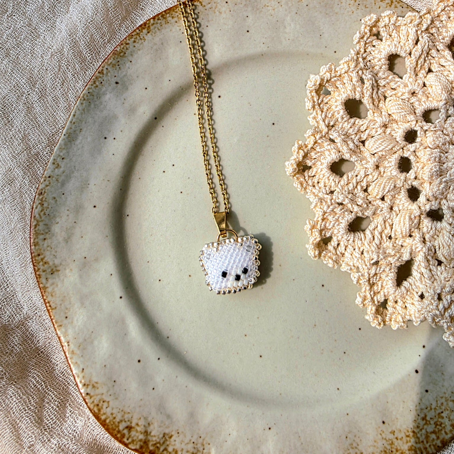 White bear necklace front