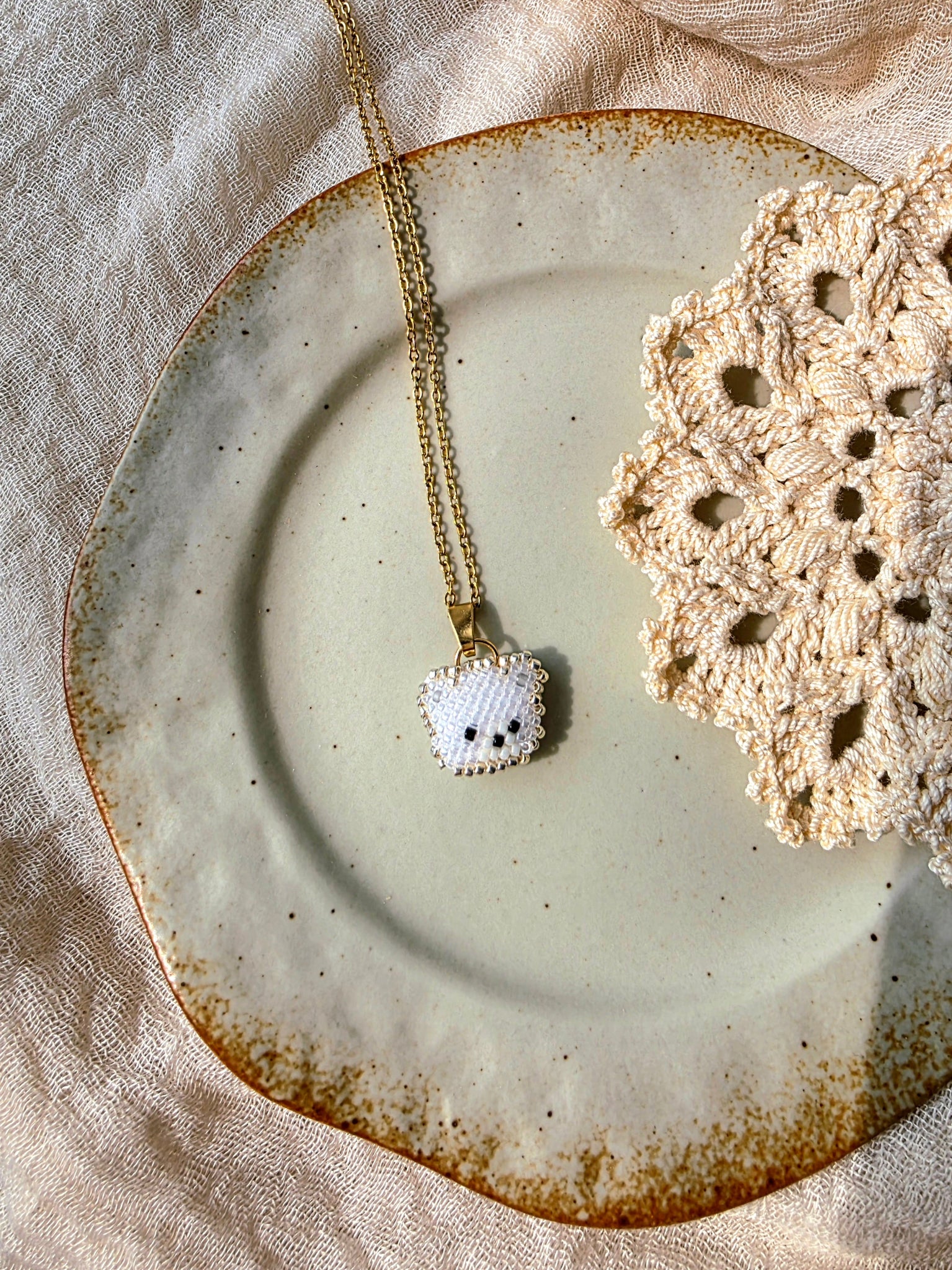 White bear necklace front