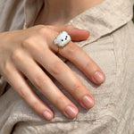 White bear ring on model
