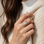 White bunny ring on model