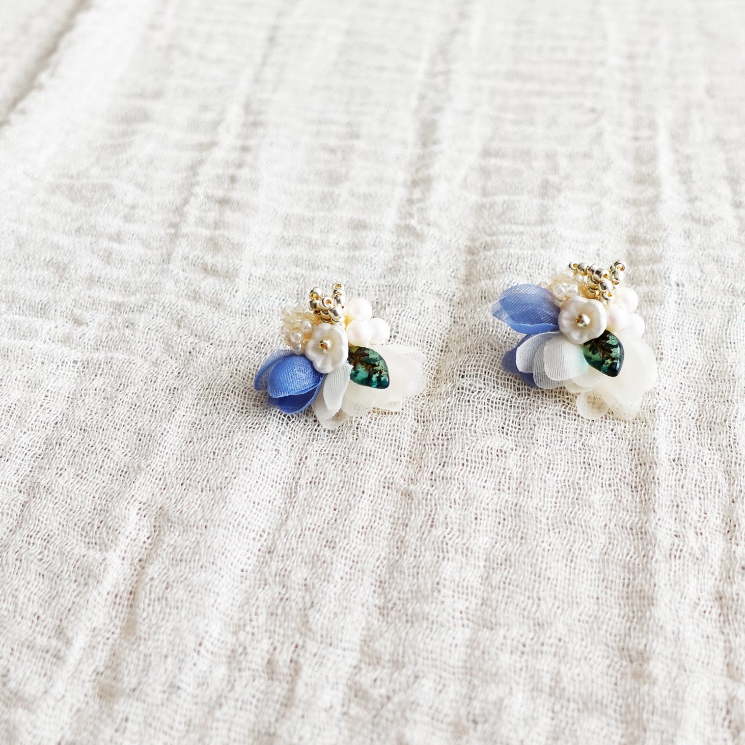 Wildpetal Stud Earrings in Blue Left Front