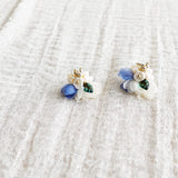 Wildpetal Stud Earrings in Blue Left Front