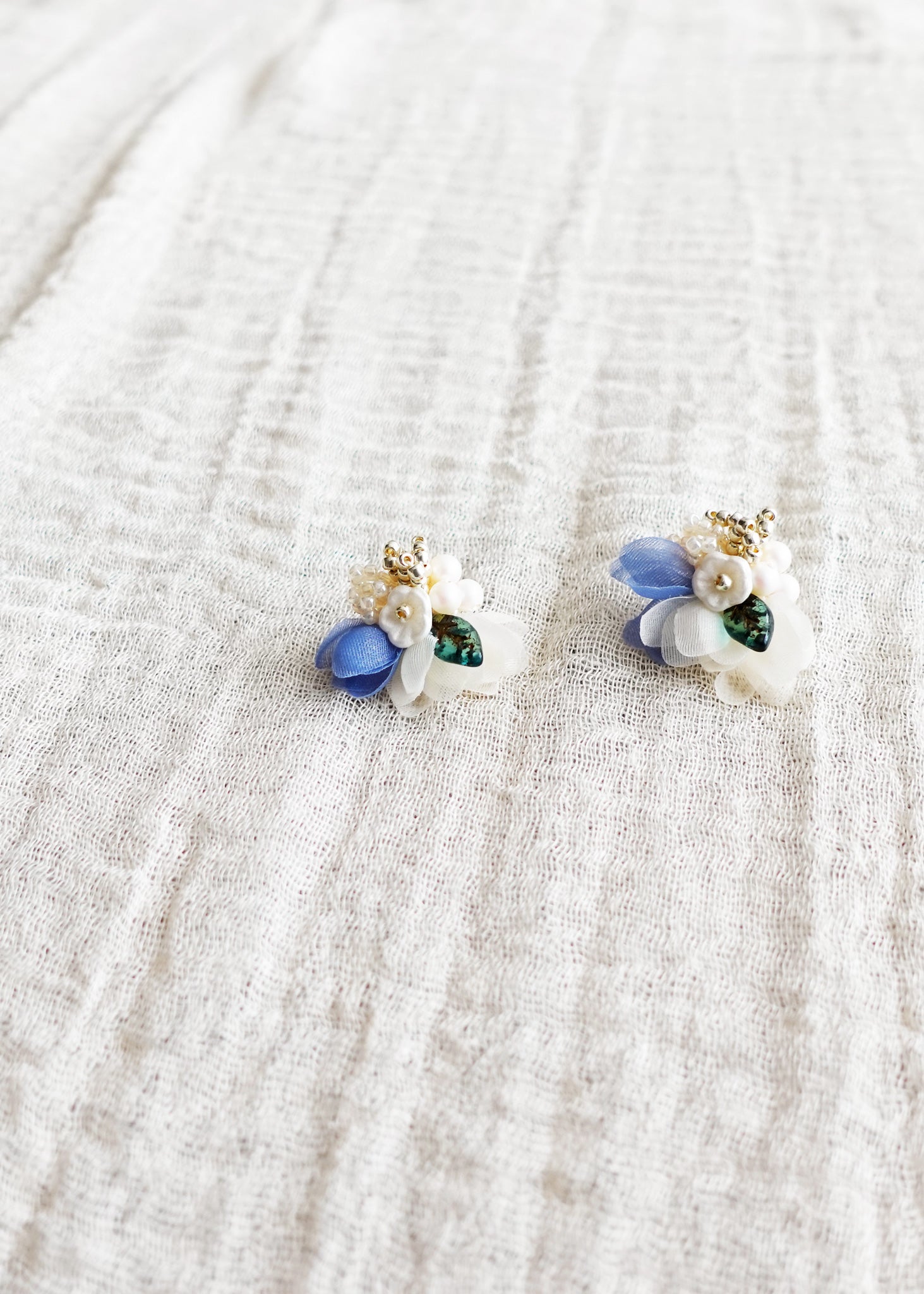 Wildpetal Stud Earrings in Blue Left Front
