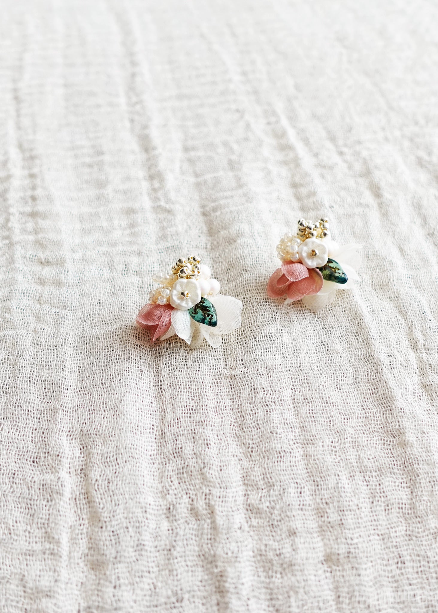 Wildpetal Stud Earrings in Brown Left Front