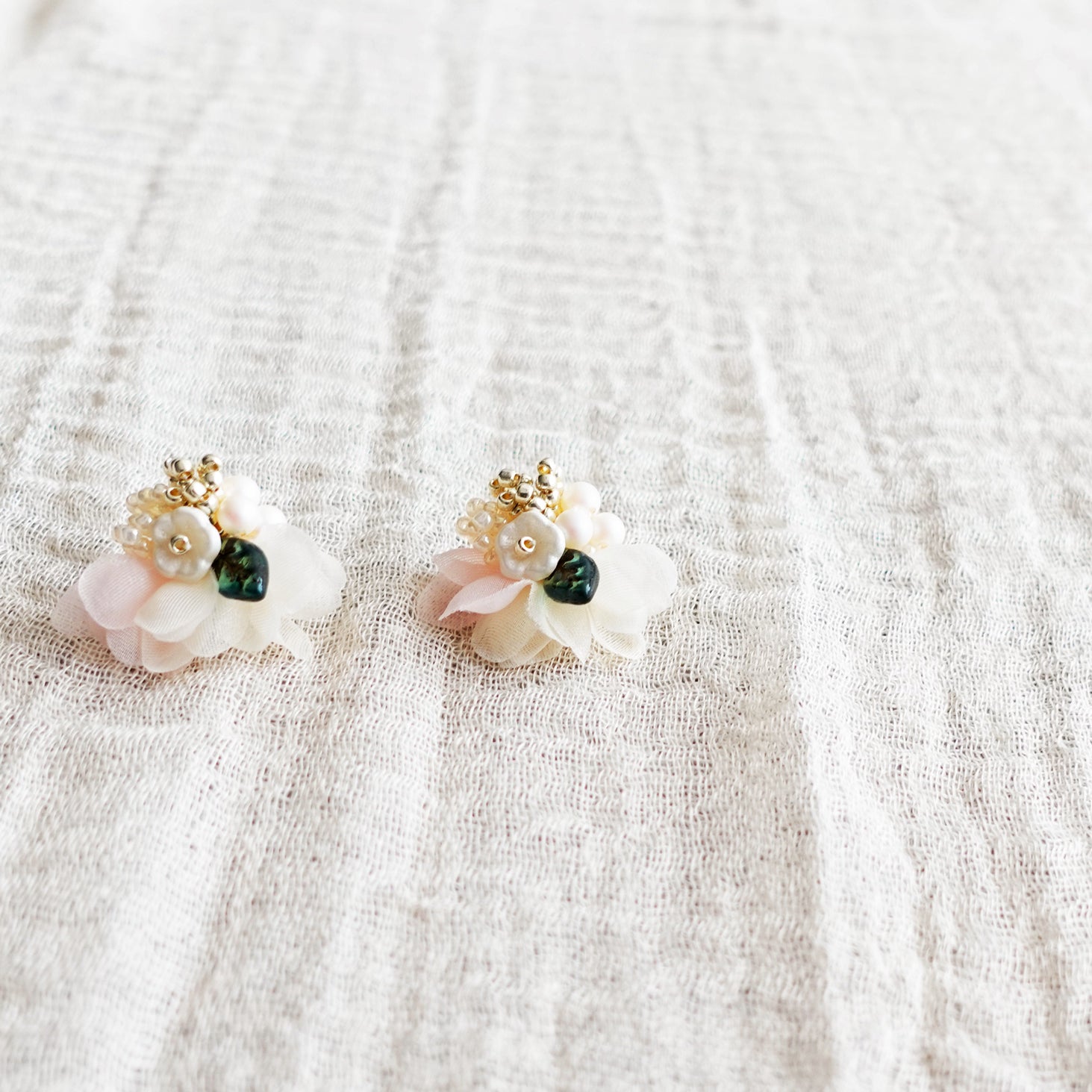 Wildpetal Stud Earrings in Pink Front 2