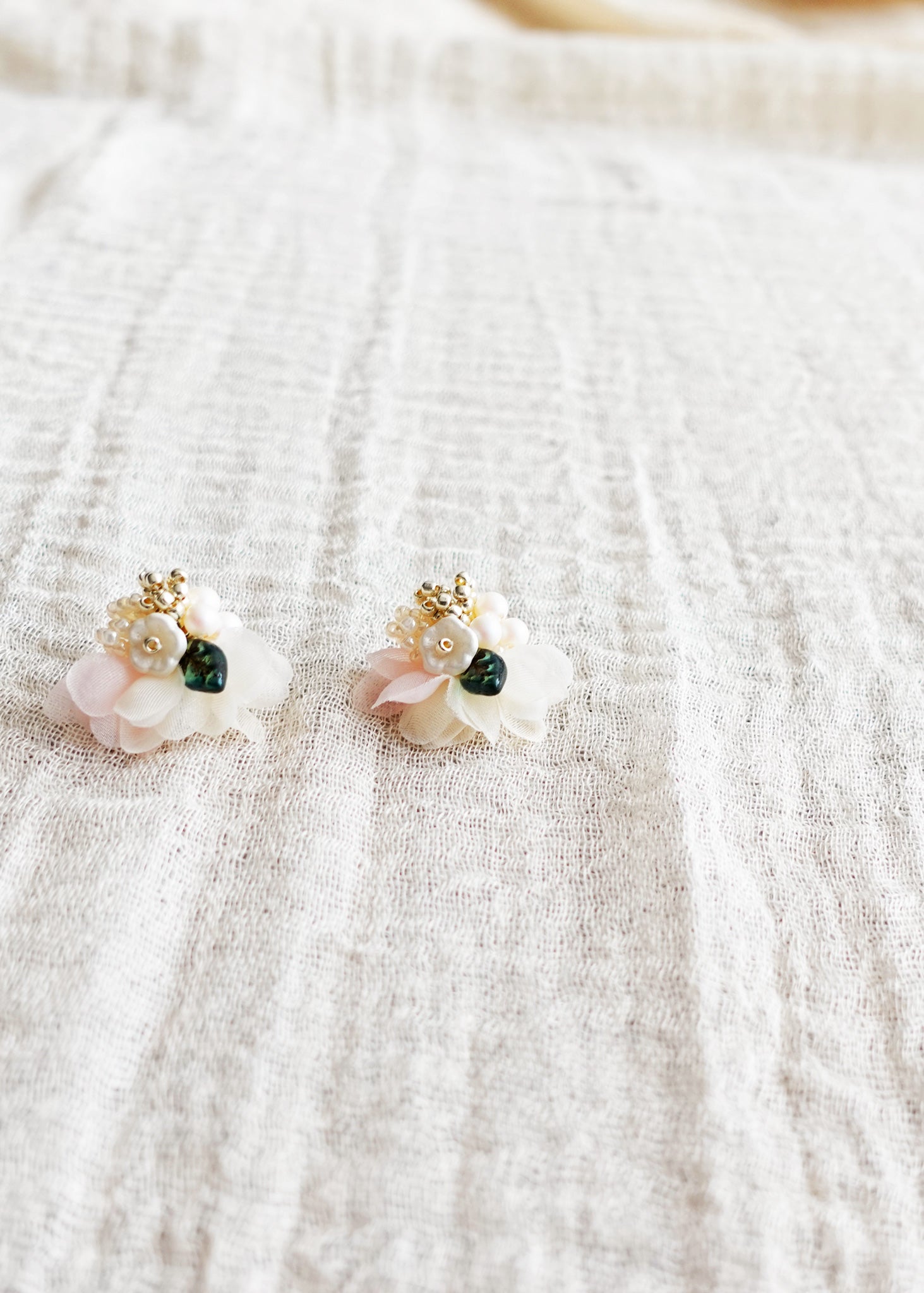 Wildpetal Stud Earrings in Pink Front 2