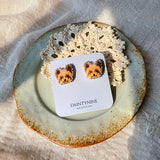 Yorkshire terrier stud earrings on card