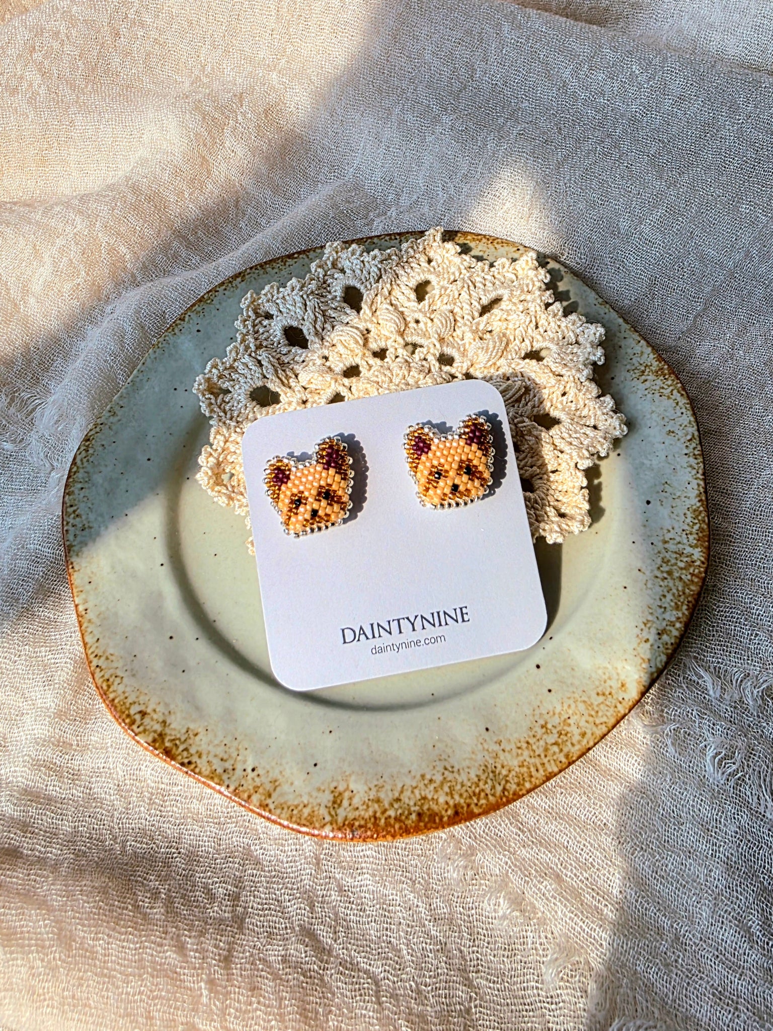 Yorkshire terrier stud earrings on card