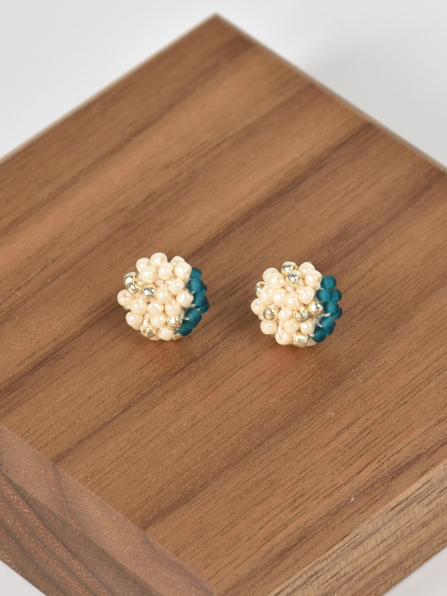 Aubrey Studs in Teal Front