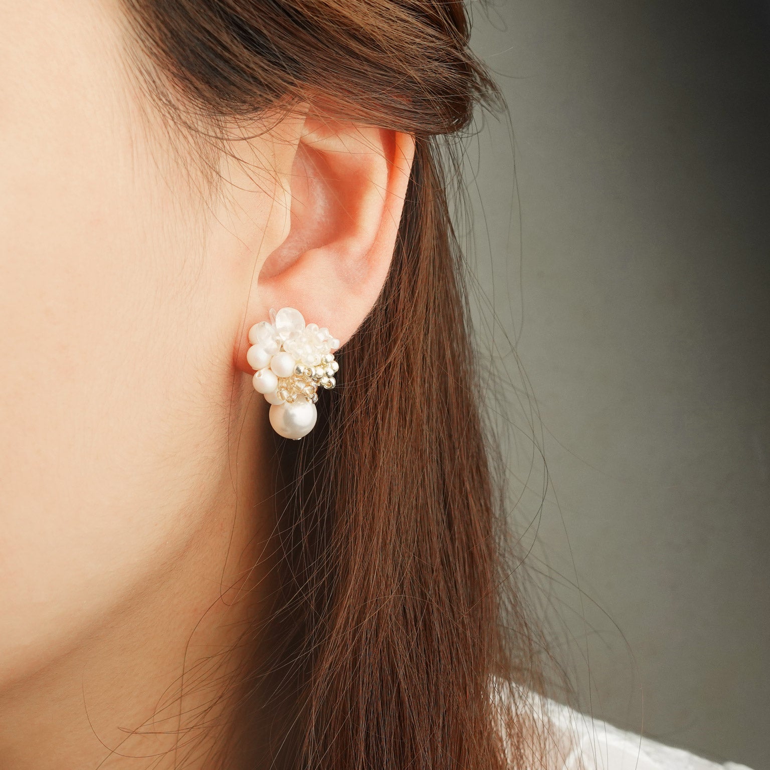 Anastasia Mariota Drop Earrings in Ivory Model