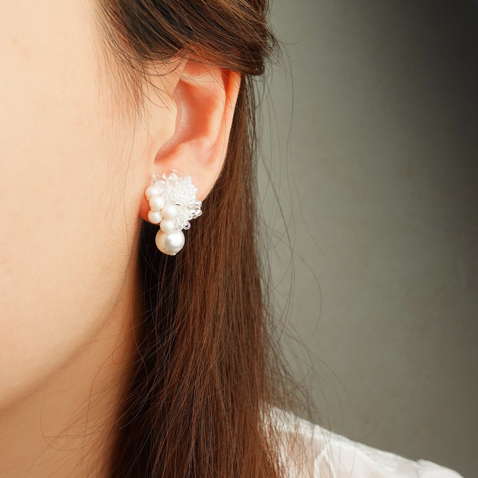 Anastasia Mariota Drop Earrings in White Model