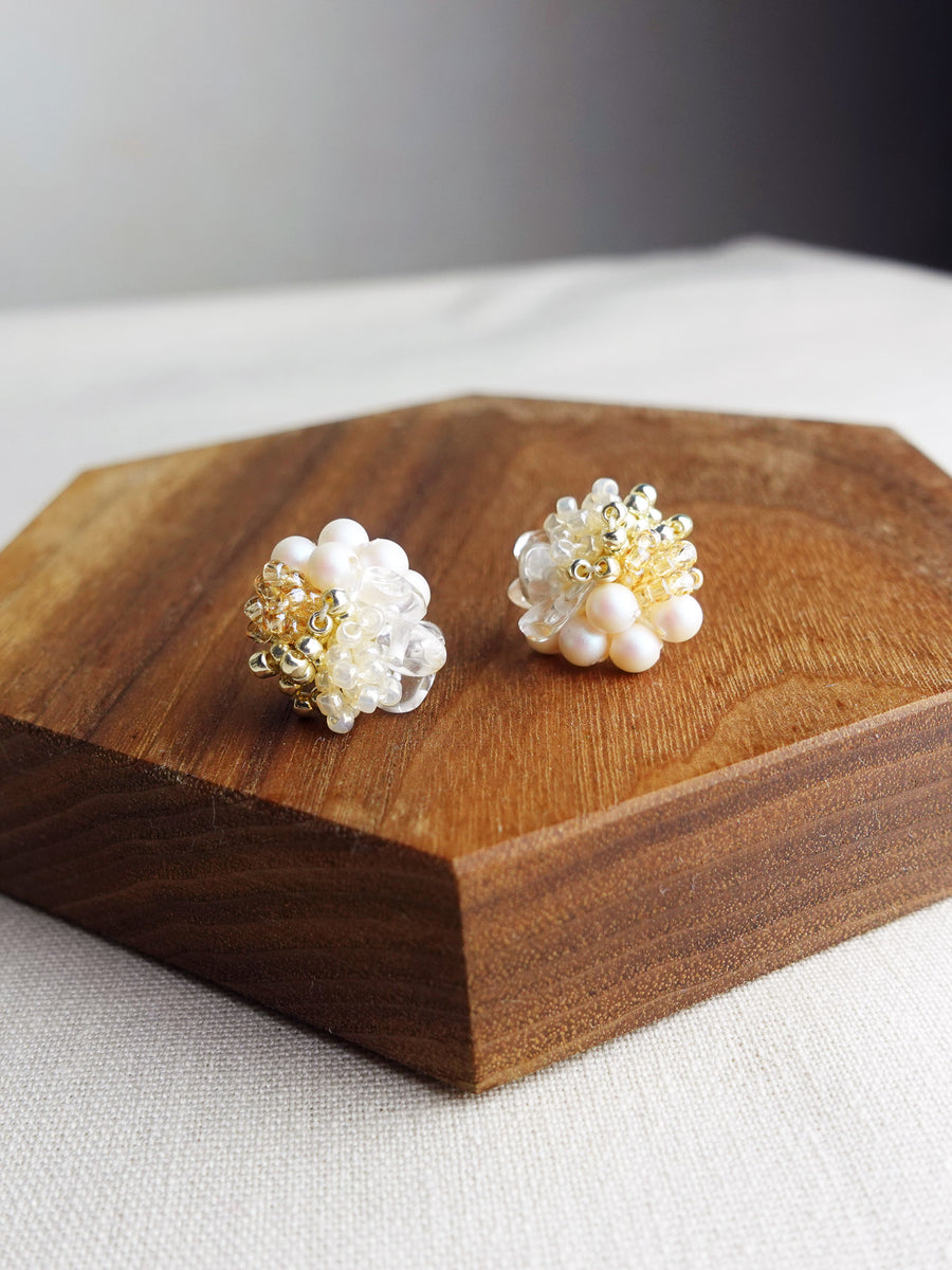 Anastasia Stud Earrings in Ivory Display Front