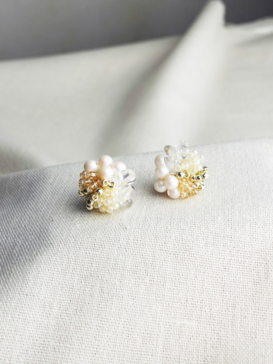Anastasia Stud Earrings in Ivory Front