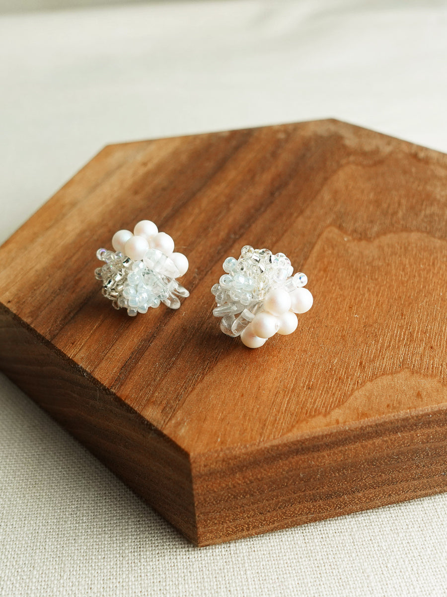 Anastasia Stud Earrings in White Display Right