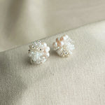 Anastasia Stud Earrings in White Front