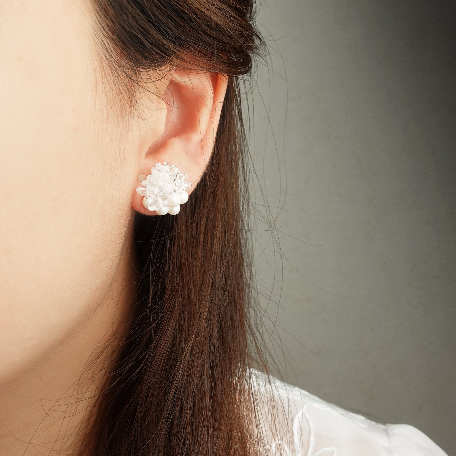 Anastasia Stud Earrings in White Model