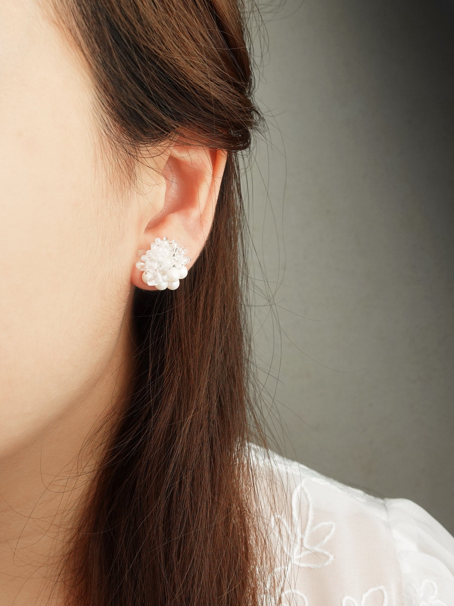 Anastasia Stud Earrings in White Model