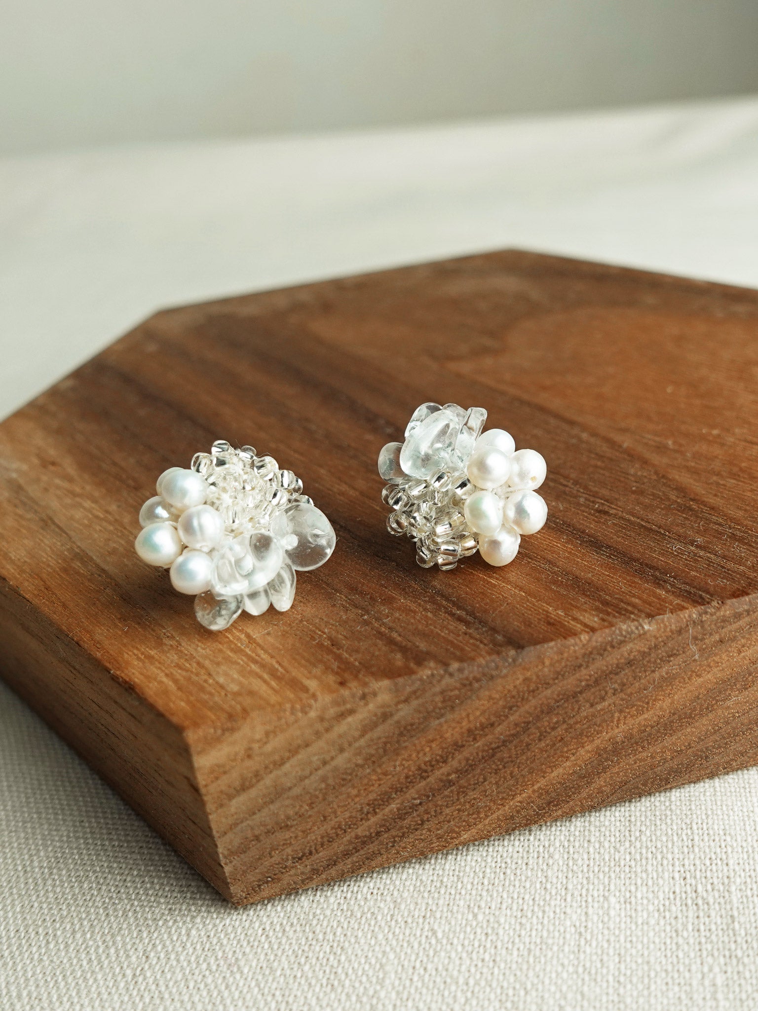 Anna Stud Earrings in Silver Display Right
