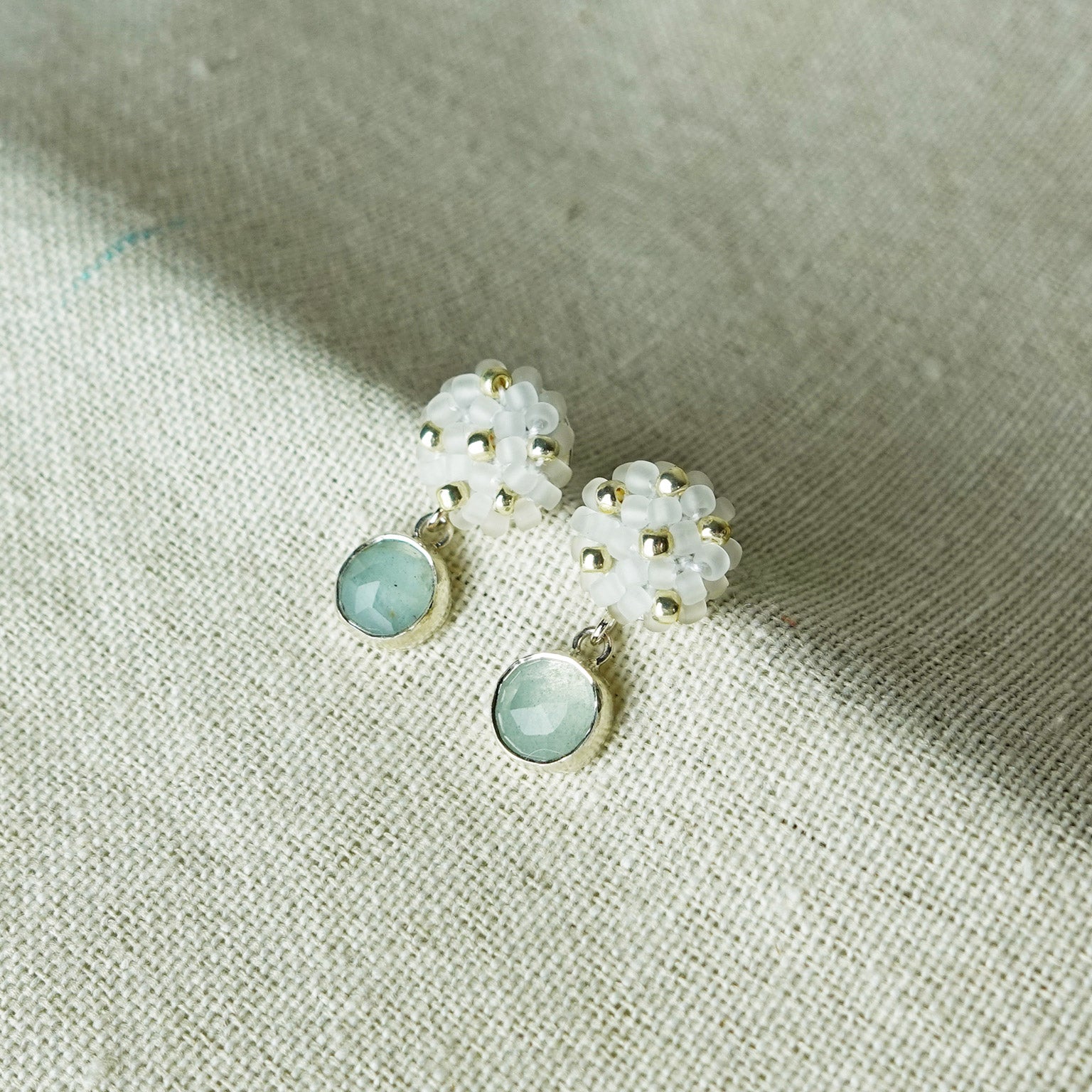 Aquamarine Cloud Petite Drop Earrings I Side