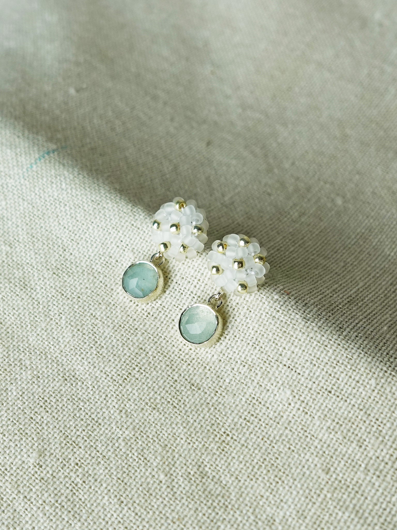 Aquamarine Cloud Petite Drop Earrings I Side