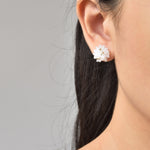 Ariel Beads Stud Earrings in White Model