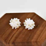 Ariel Beads Stud Earrings in White Wood