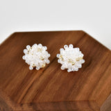 Ariel Beads Stud Earrings in White Wood