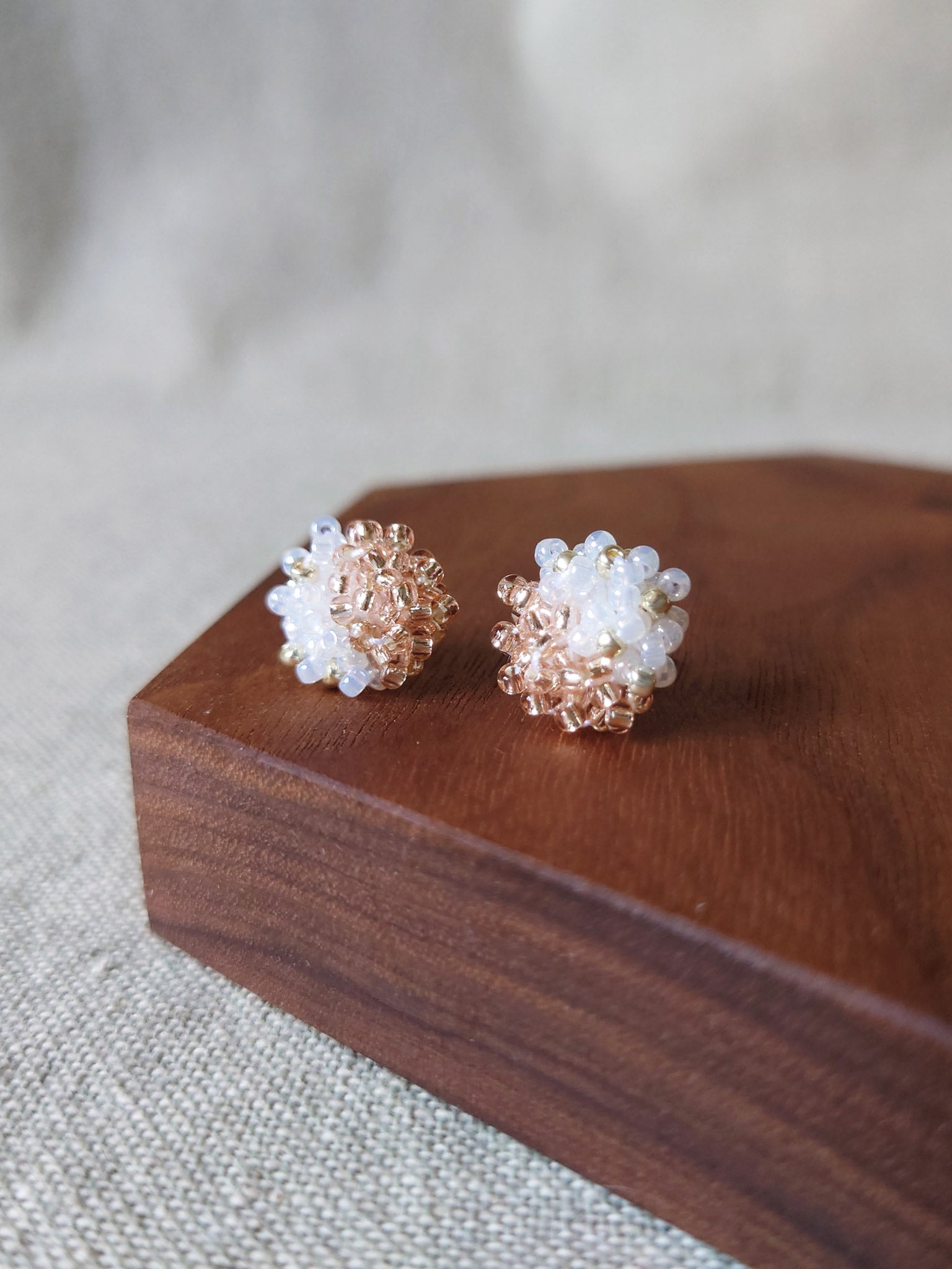 Ariel Duo Stud Earrings in Champagne Pink Display