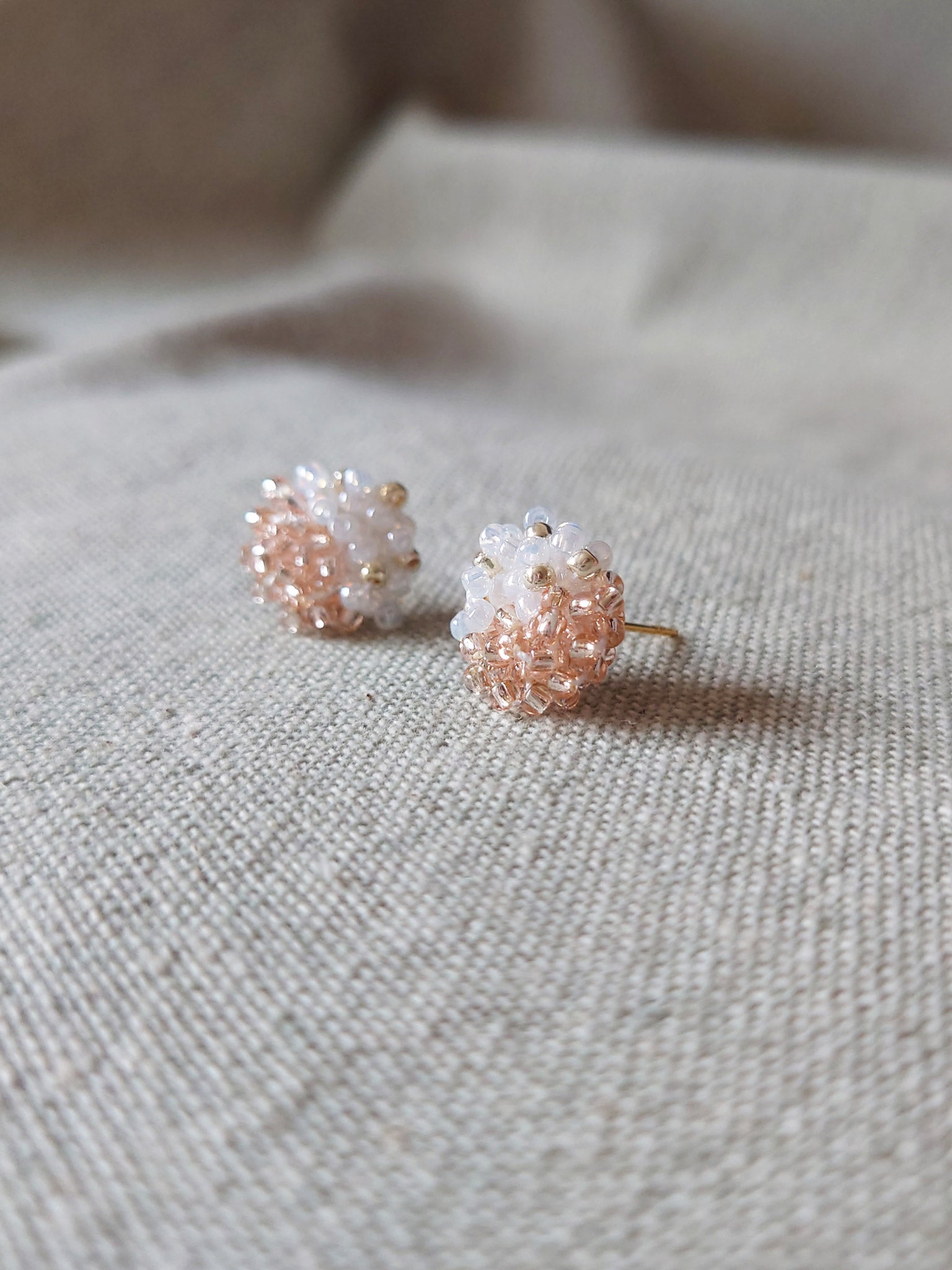 Ariel Duo Stud Earrings in Champagne Pink Front
