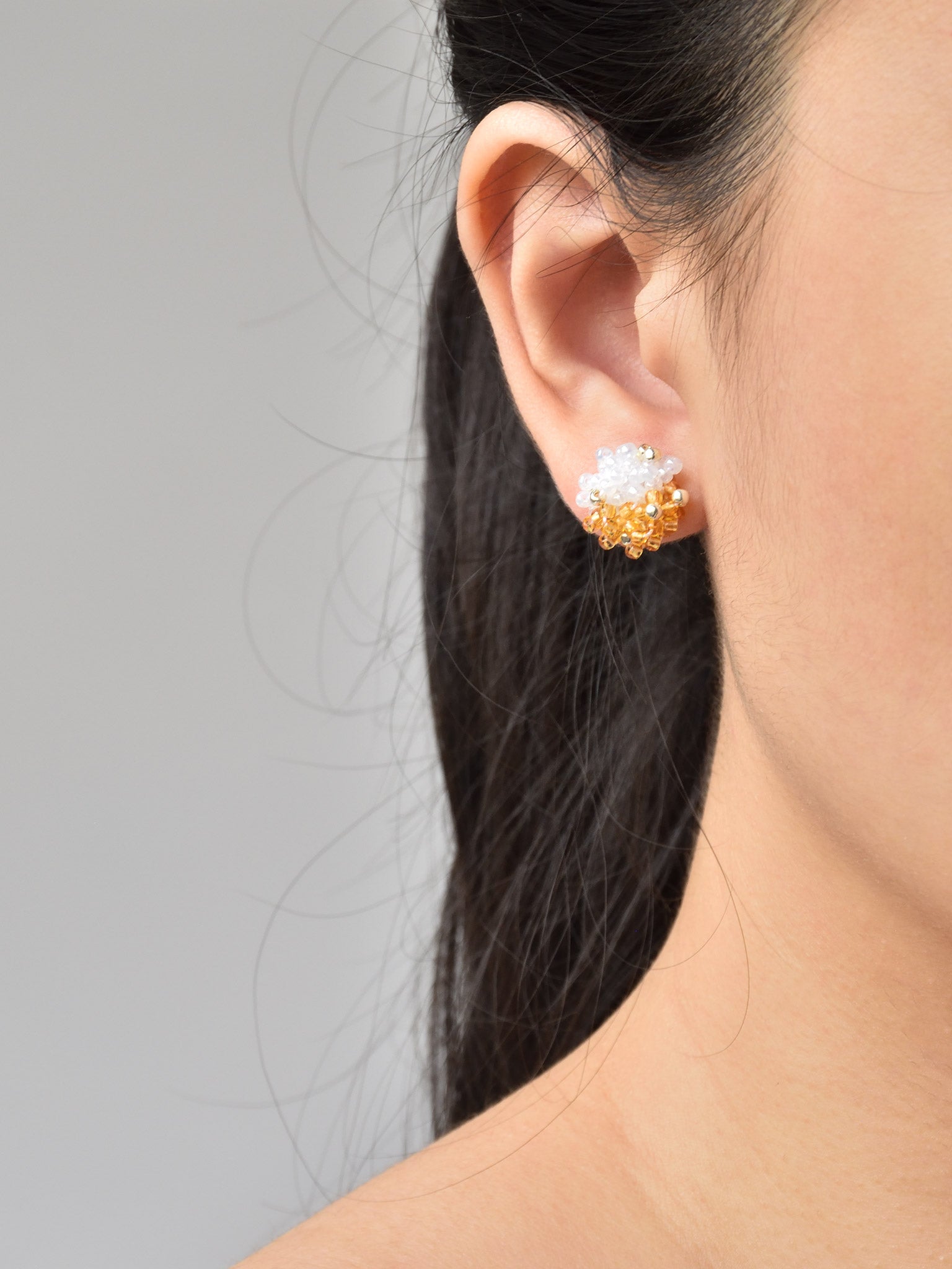 Ariel Duo Stud Earrings in Topaz Model