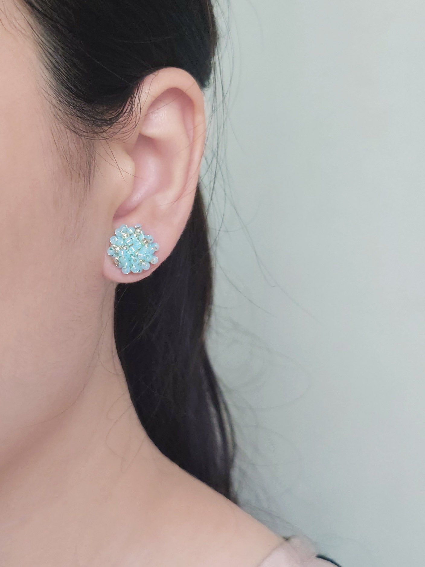 Ariel Stud Earrings in Blue Model