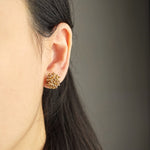 Ariel Stud Earrings in Caramel Brown Model