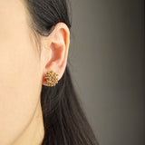 Ariel Stud Earrings in Caramel Brown Model