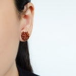 Ariel Stud Earrings in Dark Amber Model