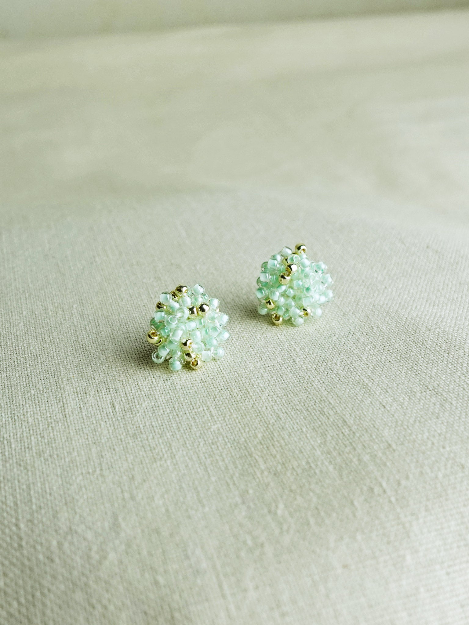 Ariel Stud Earrings in Mint Green Front 2