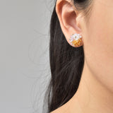 Ariel Trio Stud Earrings in Purple and Topaz Model