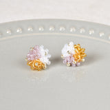 Ariel Trio Stud Earrings in Purple and Topaz Plate