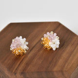 Ariel Trio Stud Earrings in Purple and Topaz Wood